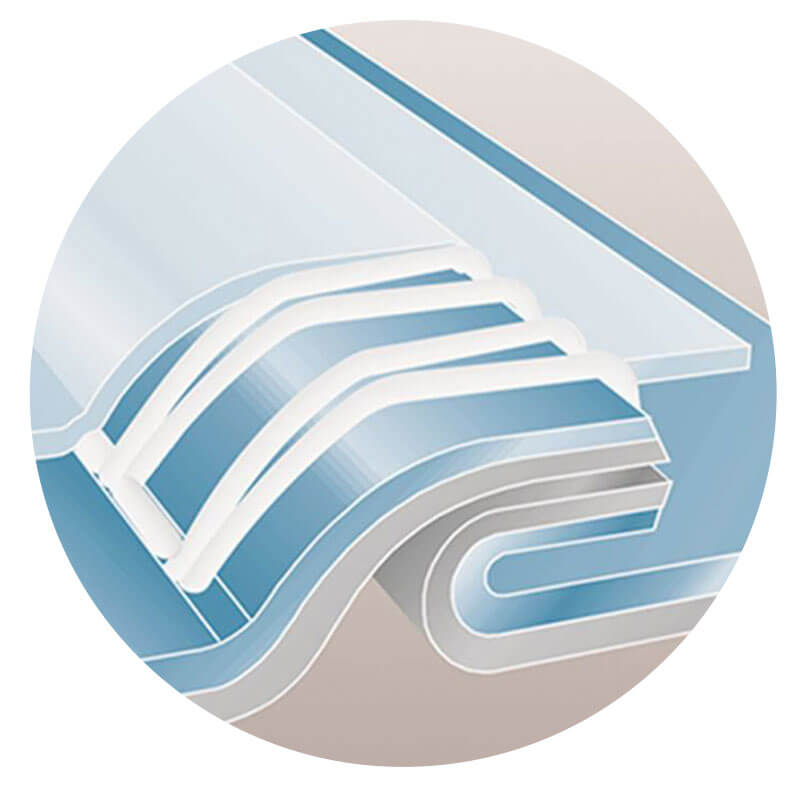 illustration of stitched and taped seam on Dupont protective garment