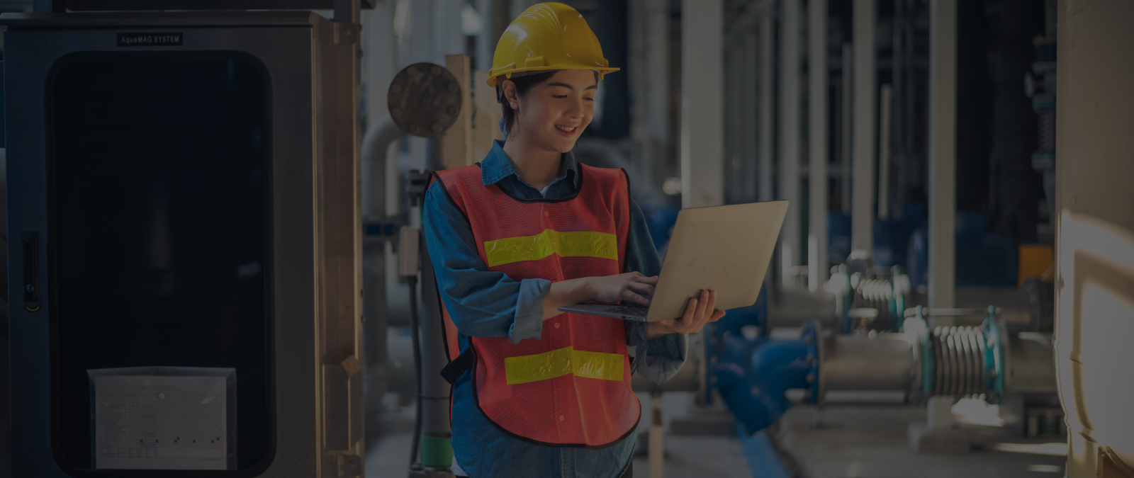 Woman checking safety regulations on computer