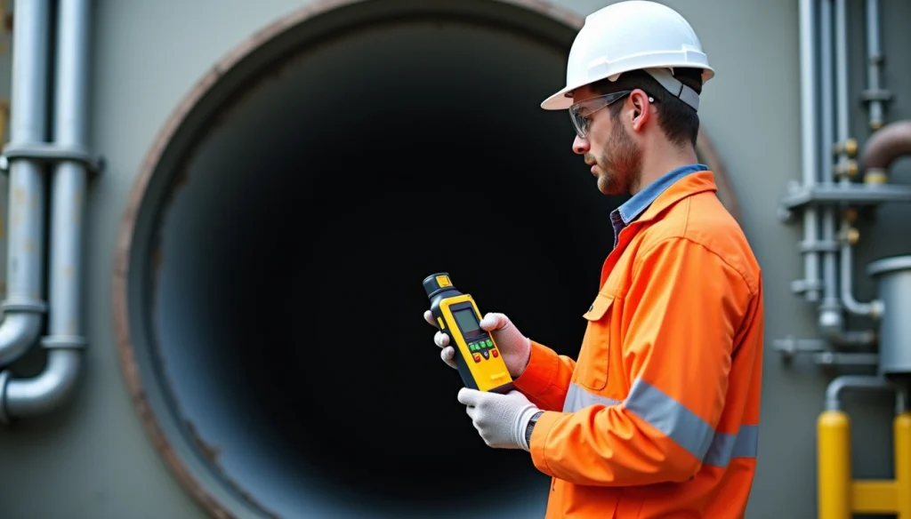 Worker Use Portable Gas Monitors Before Entering Confined Spaces