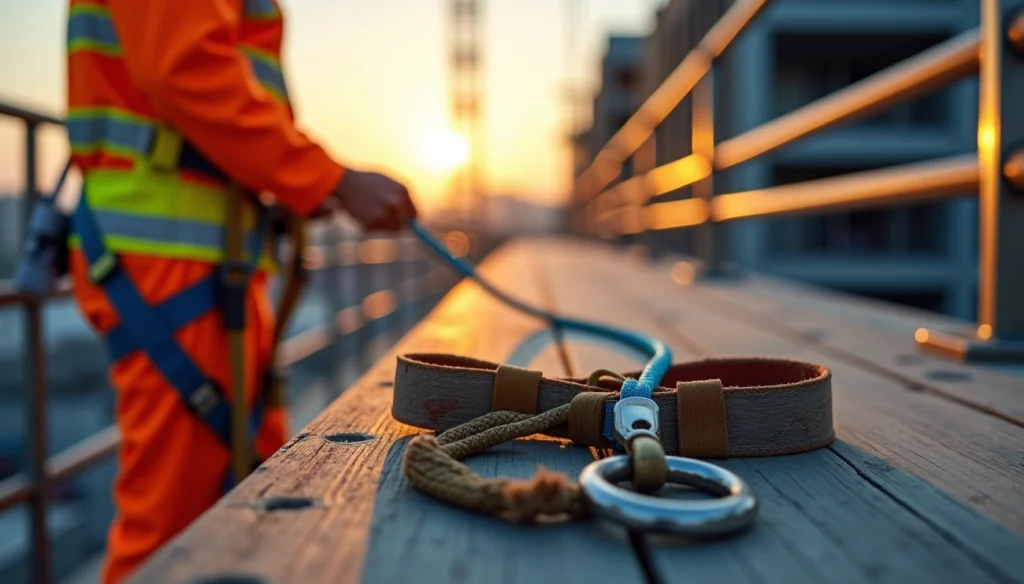 Worker with Fall Protection Equipment
