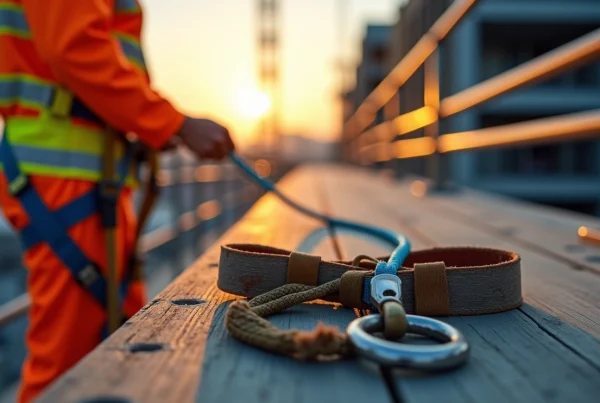 Worker with Fall Protection Equipment
